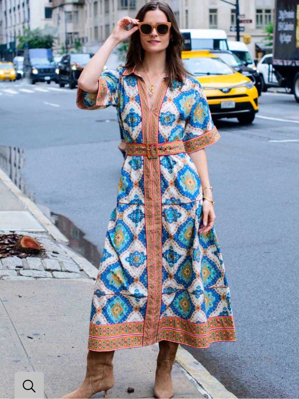 Elizabeth James Collins Dress in Patchwork Print